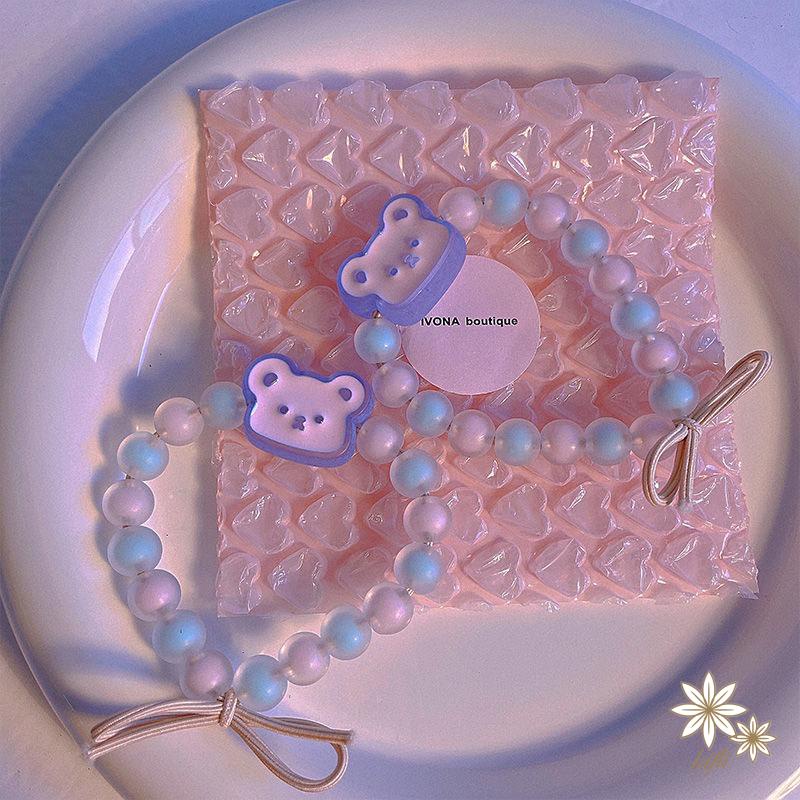 Dây Buộc Tóc Cao Su Đính Hạt Hình Gấu Tươi Mới Và Ngọt Ngào Đa Năng