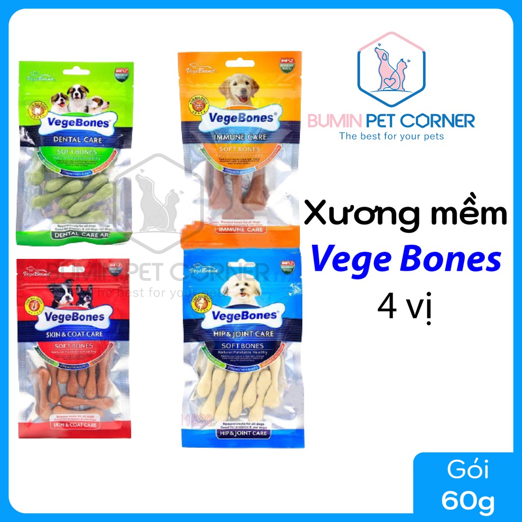 Xương mềm mini cho chó Vege Bones gói 60g