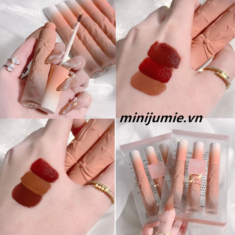 Set 3 Son Kem Lì Mịn Môi Von Gee Pink Nơ Khắc Nổi Siêu Xinh | BigBuy360 - bigbuy360.vn