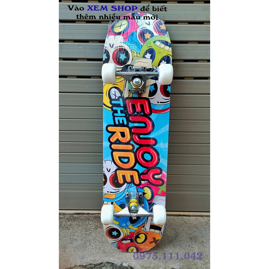 Ván Trượt Skateboard - Bánh Phát Sáng, Mặt Nhám Cao Cấp Gỗ Phong Ép 7 Lớp