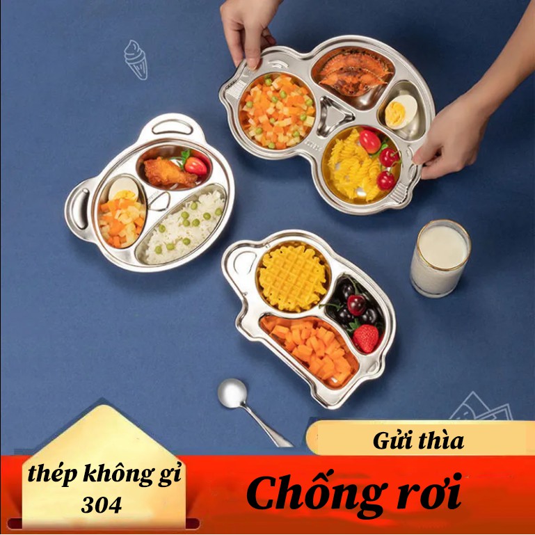 Bộ đồ ăn trẻ em bằng thép không gỉ phim hoạt hình đĩa thức ăn nhanh