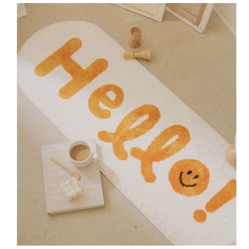 (HÀNG SẴN) Thảm chùi chân cỡ lớn Hello - Thảm dài trang trí phòng ngủ, phòng khách cao cấp