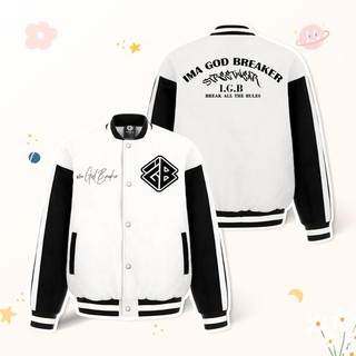 Áo Khoác Varsity Dạ - Da Trắng Đen Ver 2 iMA God Breaker (iGB Black White Varsity Jacket Ver 2)