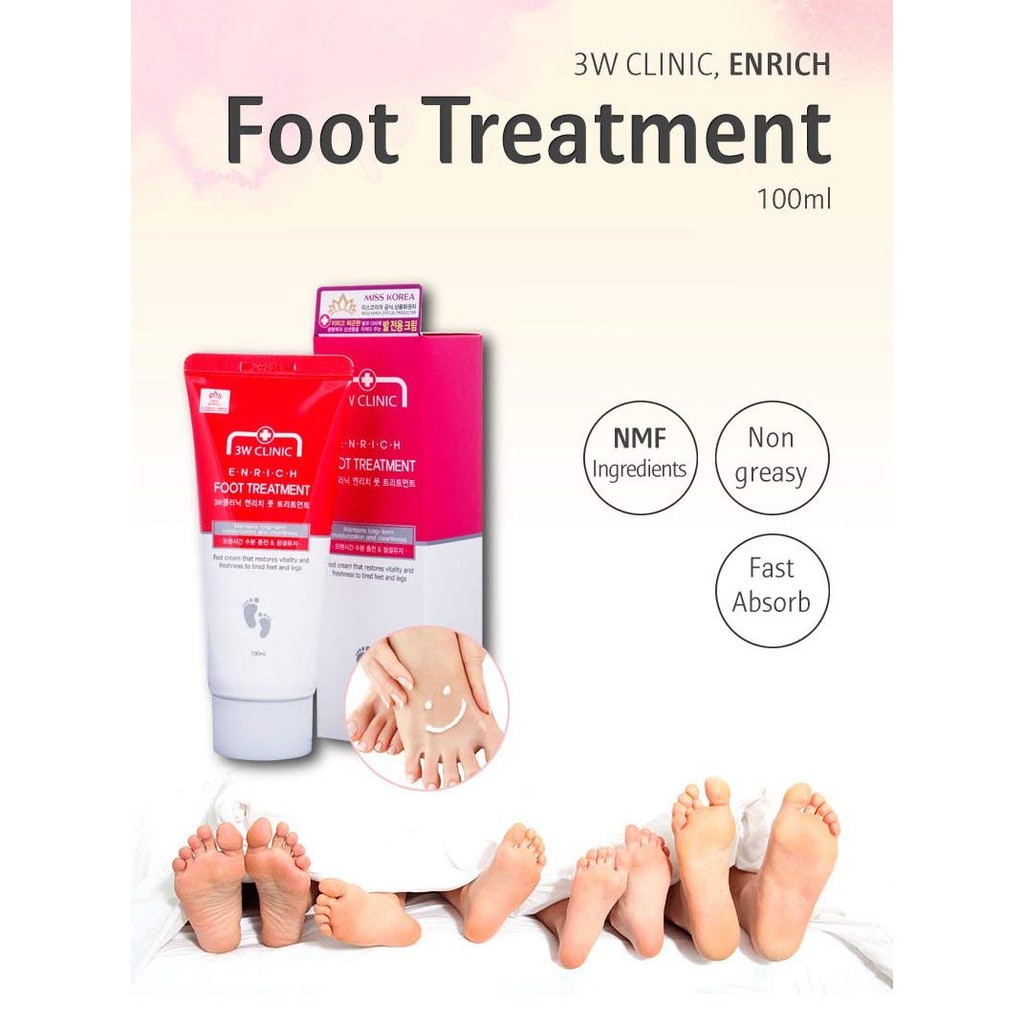 Kem dưỡng da chân 3w Clinic enrich foot treatment 100 ml NPP Tido88