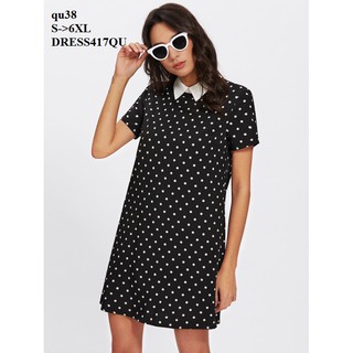Dress333 đầm sơ mi châm bi form suông