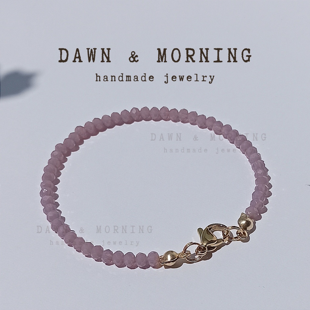 Tím oải hương giả ngọc ~2.5-3mm - Vòng tay lắc tay nữ Dawn and Morning làm thủ công bằng hạt đá pha lê thủy tinh