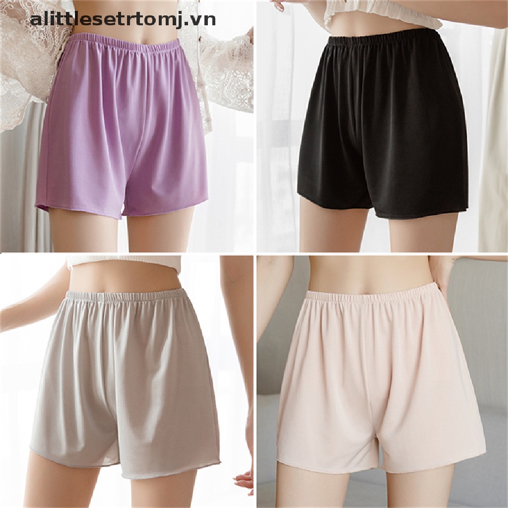 Quần Short An Toàn Bằng Lụa Lạnh Lưng Thun Plus Size Cho Nữ