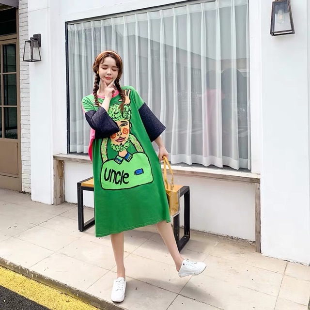 (Order 5-10days) Bigsize Đầm suông oversize hoạ tiết độc lạ