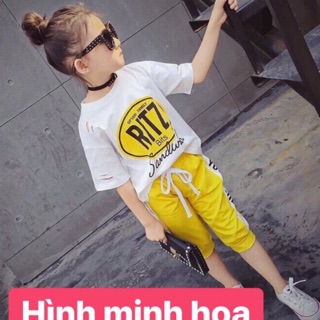Set bộ bé gái, Bộ thun quần lửng size nhí & size đại