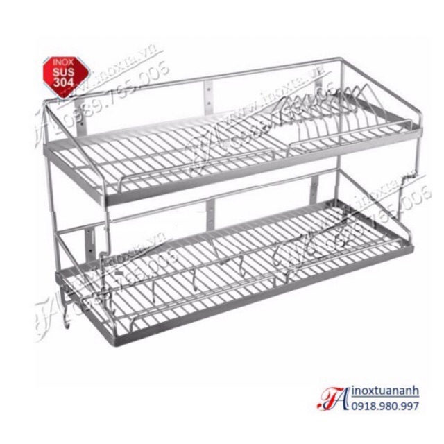 Kệ úp chén bát inox 304 - Kệ chén dĩa inox 304 2 tầng treo tường KC2T567