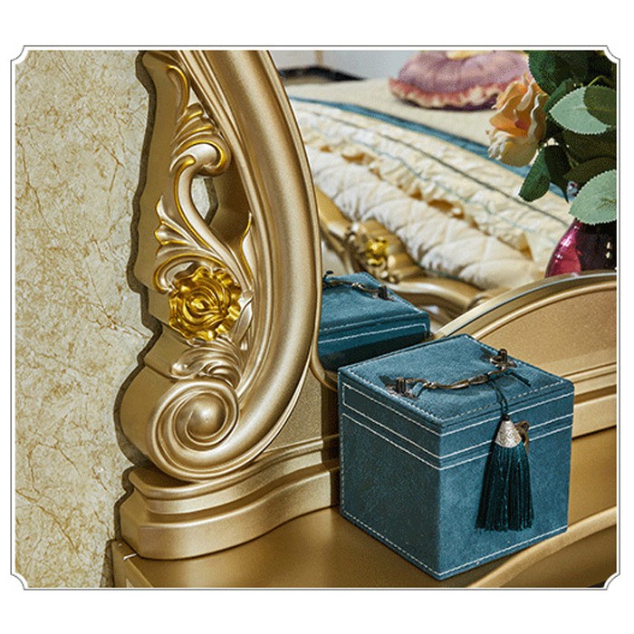 🌟LUXURY🌟 Bàn phấn tân cổ điển ánh vàng cao cấp 3 ngăn kéo 1m2 LUX-BAP17 9386 STORE
