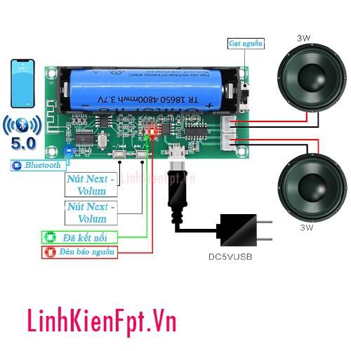 Mạch pm8403 bluetooth kèm đế pin 18650