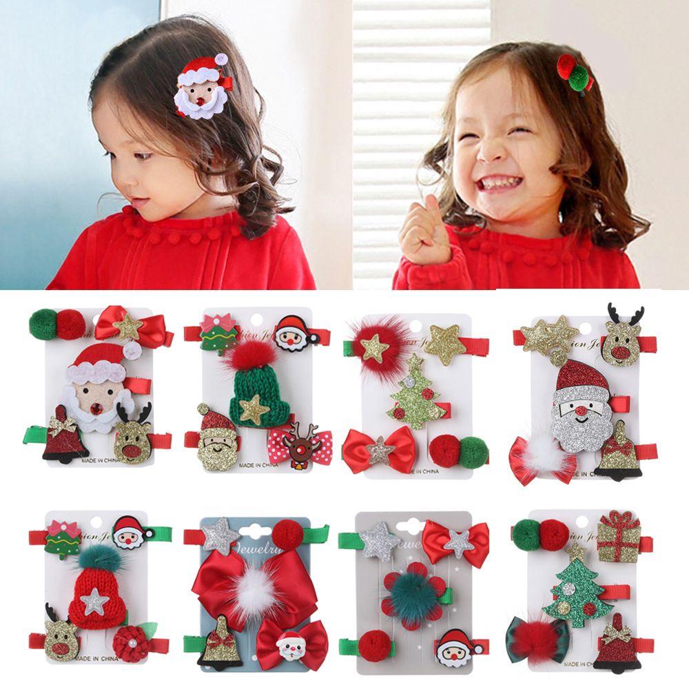 MELODG Bộ 5 Kẹp Tóc Hình Ông Già Nô-En / Người Tuyết Dễ Thương Cho Bé Gái