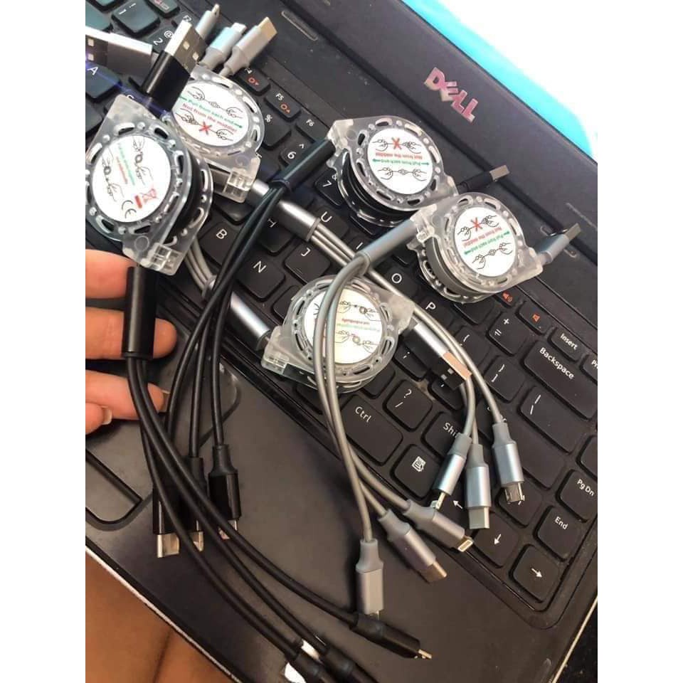 Cáp Sạc 3 Đầu Dạng Rút Sạc Nhanh 3 Đầu Thông Minh Cho Cả Aindroid Và IOS Chống Rối Gọn Nhẹ Siêu Tiện Dụng Angola_shop