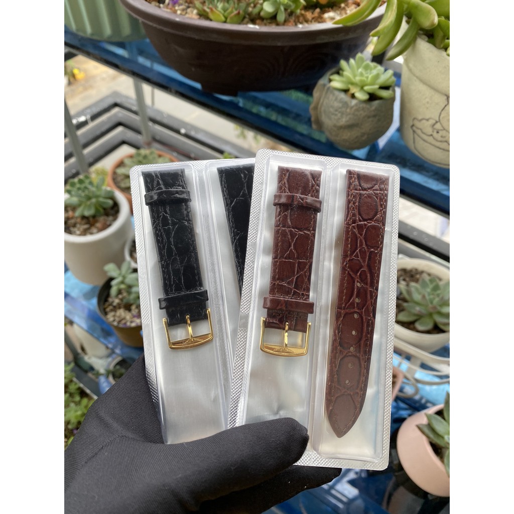 Dây da cá sấu khóa vàng cho đồng hồ longin size 18/20mm