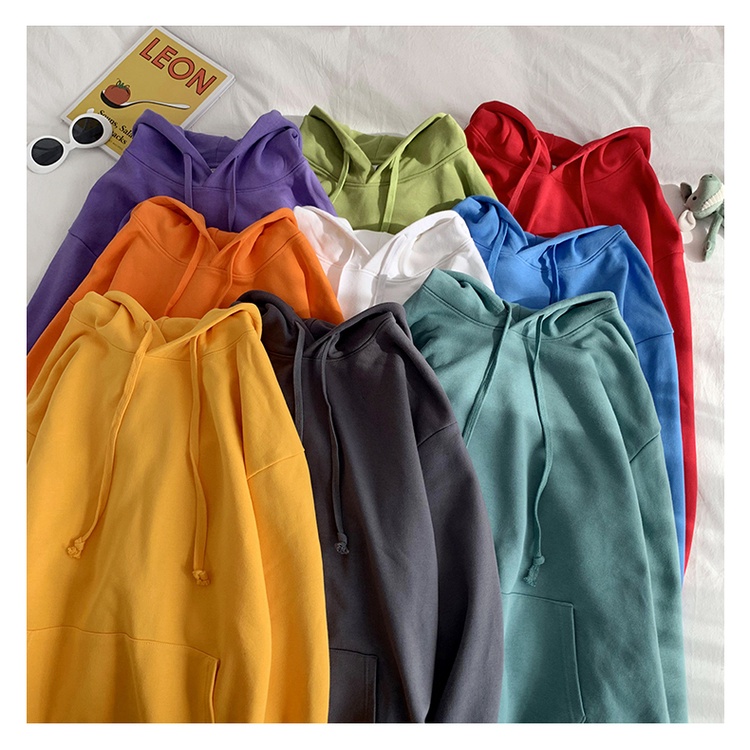 Áo Hoodie Trơn Nam Nữ Form Rộng Chất Nỉ Bông Thiết Kế Mũ To Lớn 2 Màu Nổi Bật Cam Xanh GUF Lanimiashop