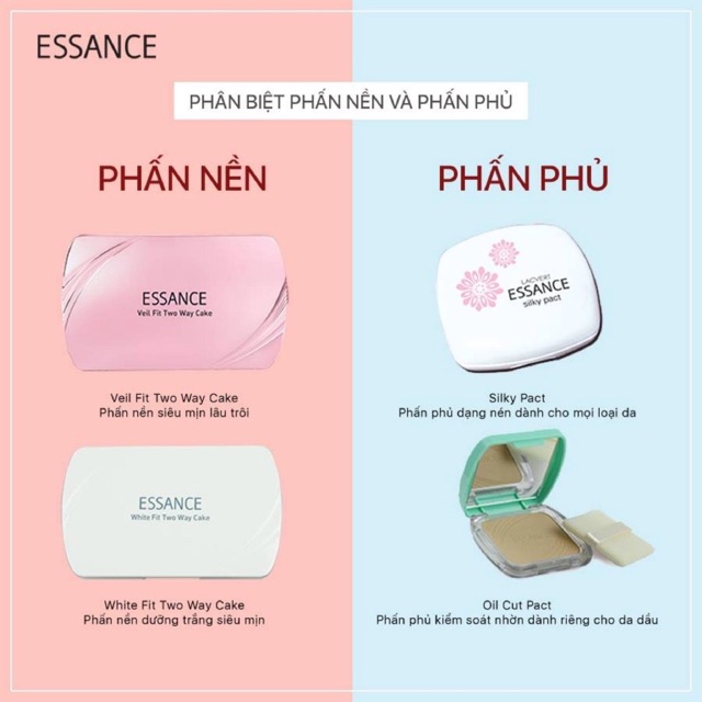 Phấn nền siêu mịn lâu trôi Essance Veil Fit Two Way Cake SPF30/PA++ 11g hàng chính hãng nhé các bạn