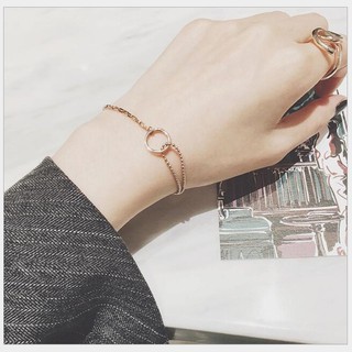 Lắc Tay Nữ Khoen Tròn Đơn Giản Thanh Lịch Titan Ko Đen Ko Ngứa An Toàn Cho Sức Khỏe Bilyshop TT 2006