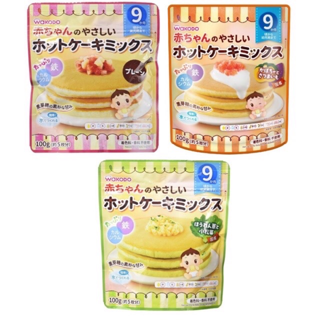 Bột Pancake Hotcake Wakodo 100g - Pigeon 144gcho bé từ 9m - Bột Hotcake - Pancake Pigeon 144g