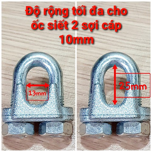 2 Con Ốc Siết Cáp Thép Loại Lớn Siết Sợi Cáp Đường Kính 10mm đến 12mm