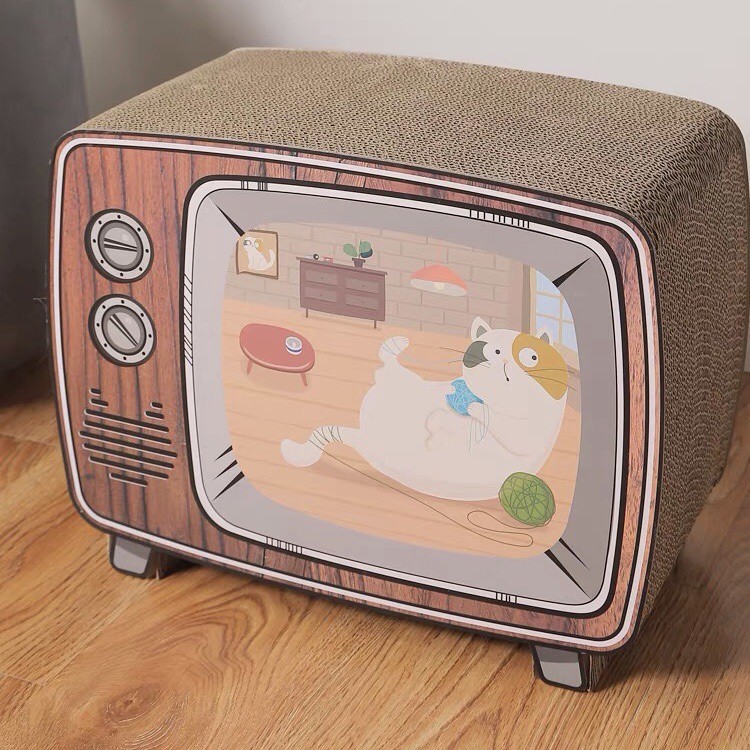 [Phiên bản mới]Cào móng kết hợp ổ nằm cho mèo Cat Scratch Board hình Tivi Phụ kiện cho mèo