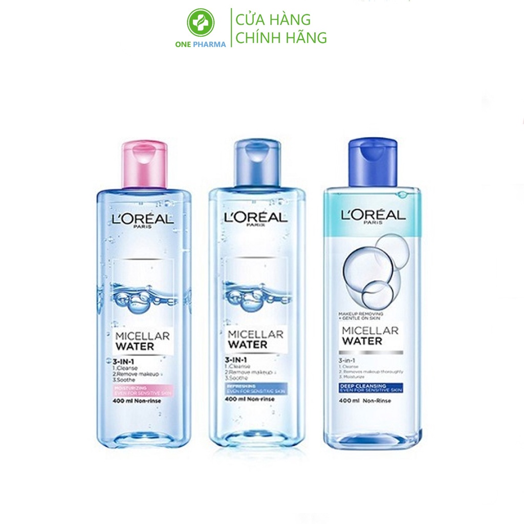 Nước tẩy trang L’OREAL 3 in 1 Micellar làm sạch sâu, mềm mịn da 400ml