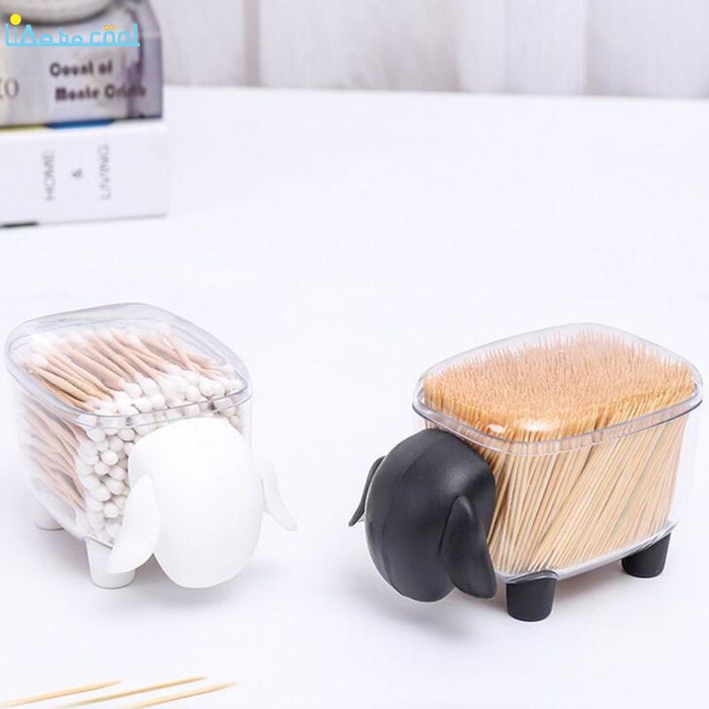 1 Hộp Đựng Tăm Bông Trong Suốt Hình Con Cừu Sáng Tạo