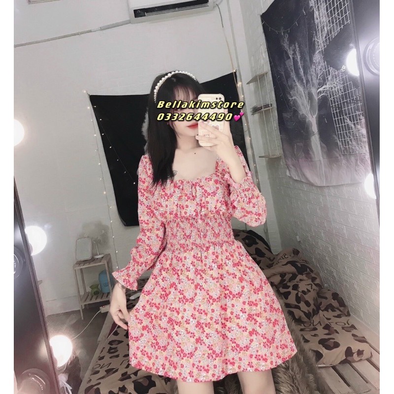 Đầm hoa lụa nhí vintage bo eo siêu xinh form dáng y hình Bảng màu thật ảnh cuối | BigBuy360 - bigbuy360.vn