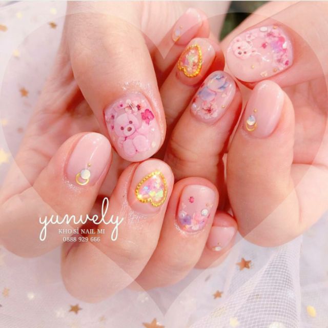 Miếng dán móng tay 3D nail sticker chủ đề cô nàng hiện đại và tình yêu mơ mộng (lẻ 1 tấm)