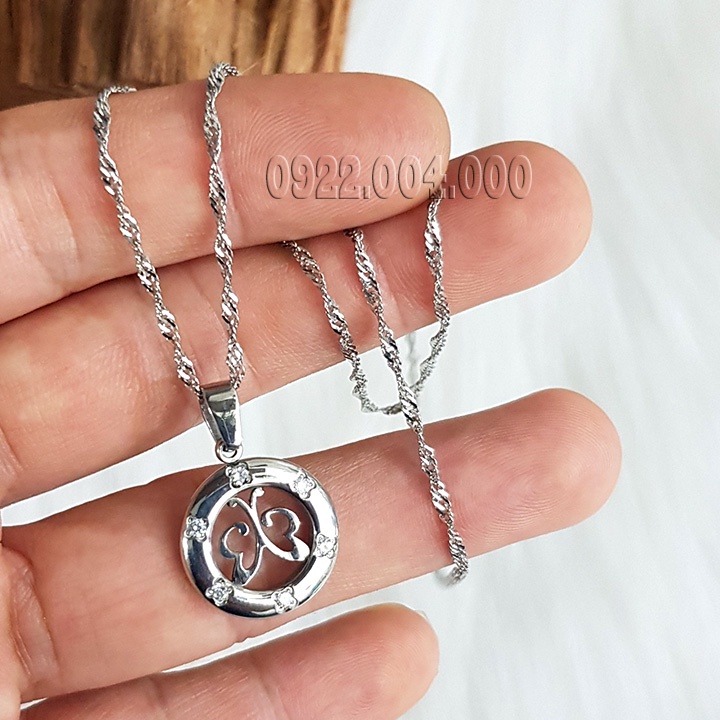 Dây chuyền xoán có mặt tròn cẩn đá