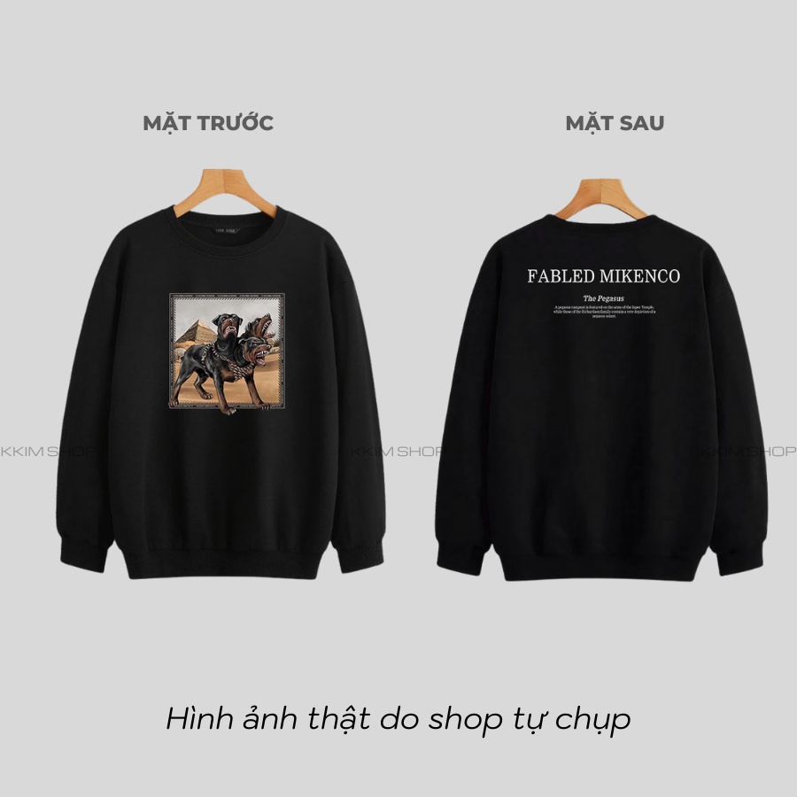 Áo Nỉ SWEATER Chó 3 đầu MIKENCO Ceberus, Áo Nỉ Dài Tay Form Rộng Oversize Unisex Nam Nữ, Chất Nỉ dày dặn cao cấp