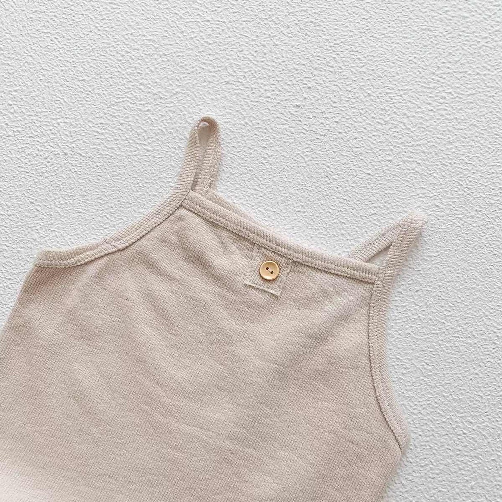 Bộ Đồ 2 Món Gồm Áo Hai Dây Và Quần Short Vải Cotton Dệt Kim Dành Cho Trẻ Em 3-36 Tháng Tuổi