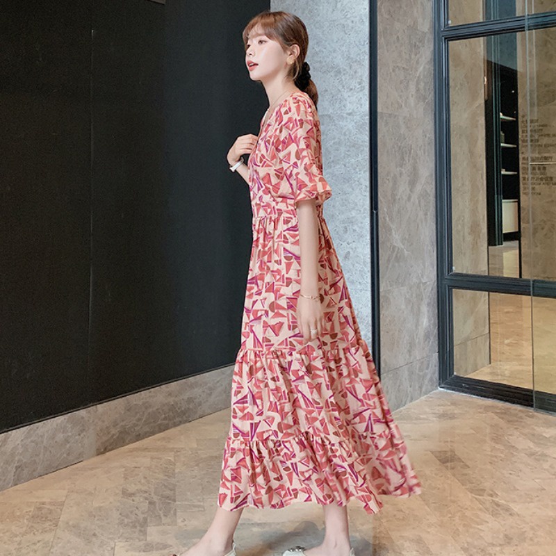 Đầm NRVP tay ngắn thời trang phong cách Pháp thanh lịch cho nữ