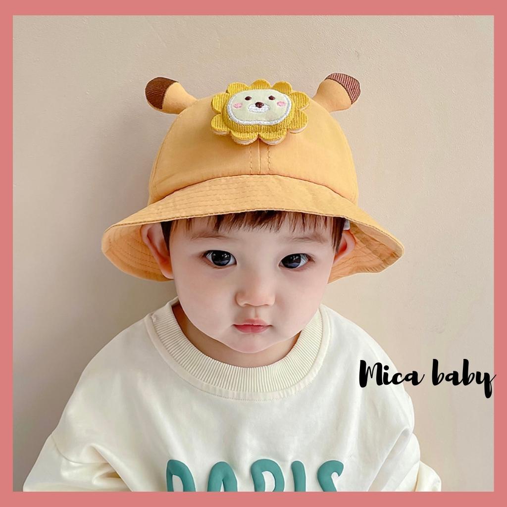 Mũ tai bèo thêu hình mặt sư tử đáng yêu cho bé MH140 Mica Baby