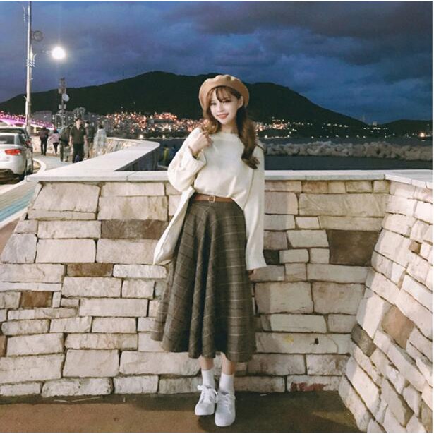 Chân Váy Dài Qua Gối Họa Tiết Sọc Caro Thời Trang Cho Nữ | BigBuy360 - bigbuy360.vn