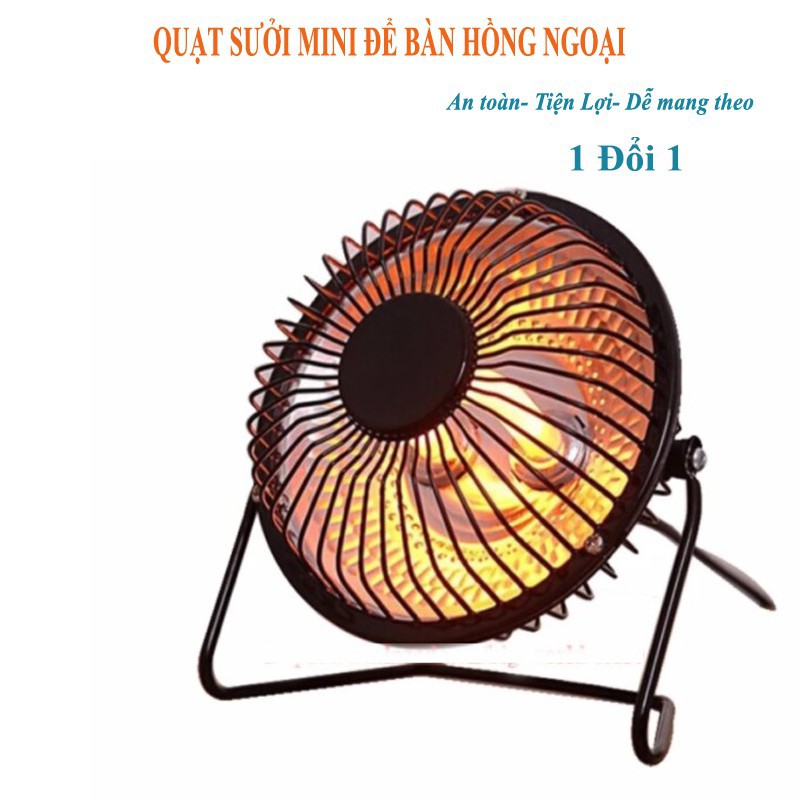 Quạt Sưởi Mini Heater Fan 360 Độ 4 Inch, Máy Sưởi Ấm Hồng Ngoại Ấm Áp Như Người Bạn