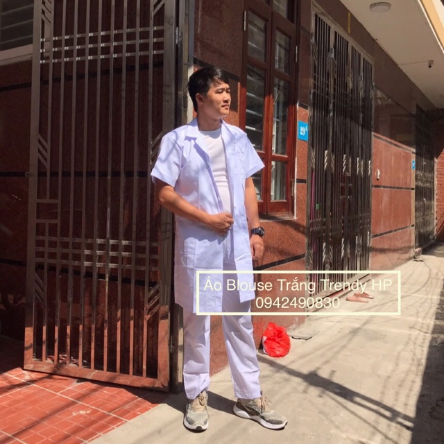 Quần blouse trắng - quần bác sĩ - quần y tá - quần blu nam phòng thí nghiệm cao cấp
