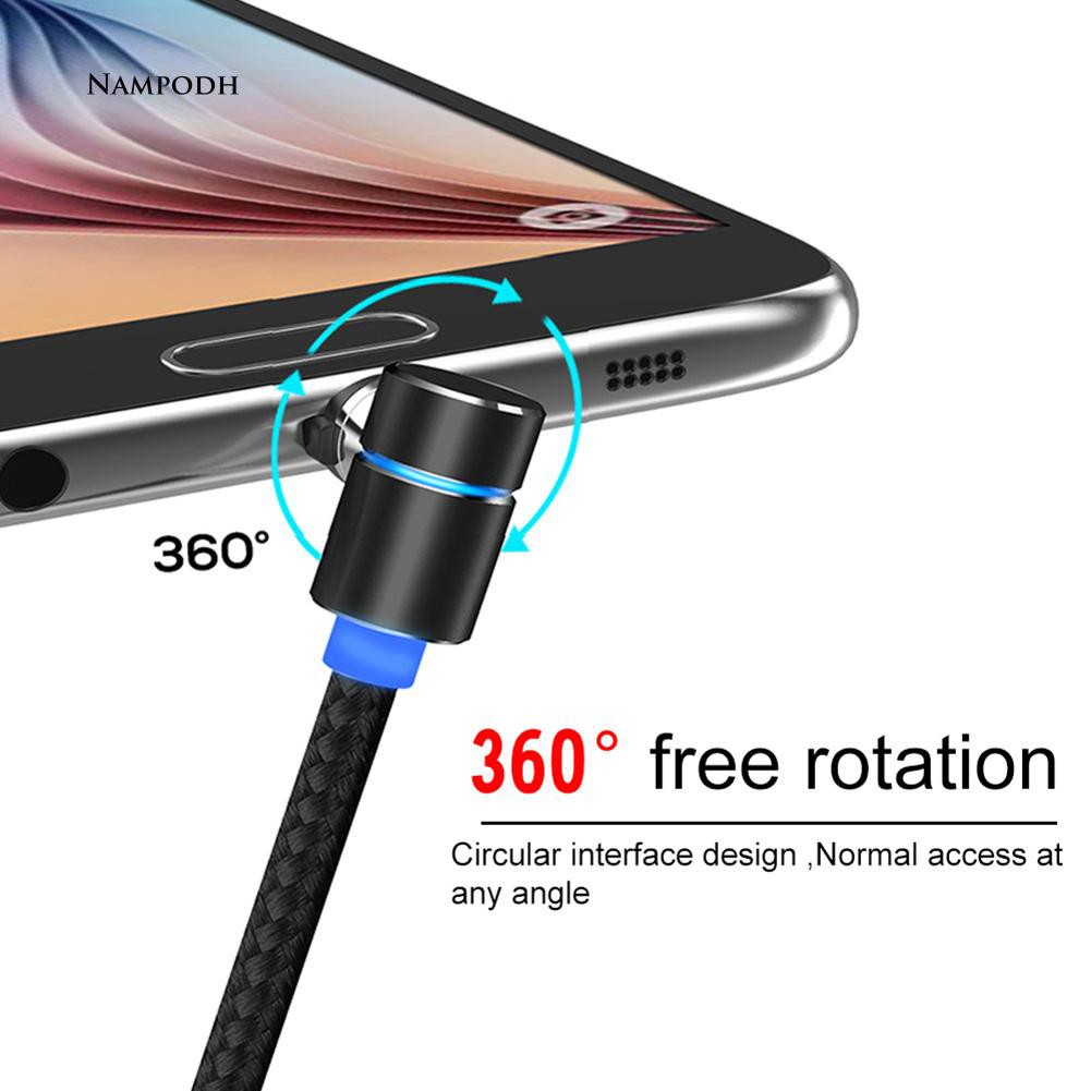 1m 2.1A L Shape Magnetic Head Fast Charge USB Cable for Type-C Micro iPhone