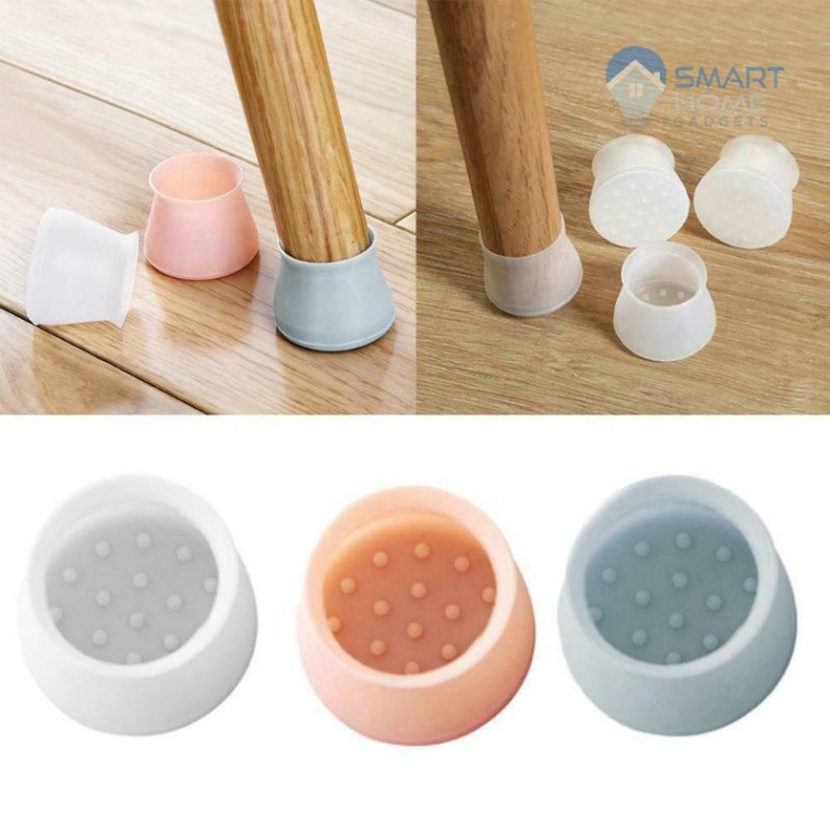 Combo 4 Miếng Bọc Chân Ghế - Miếng Bọc Chân Bàn Bằng Silicone Dày, Chống Xước Sàn Nhà, Chống Trượt .