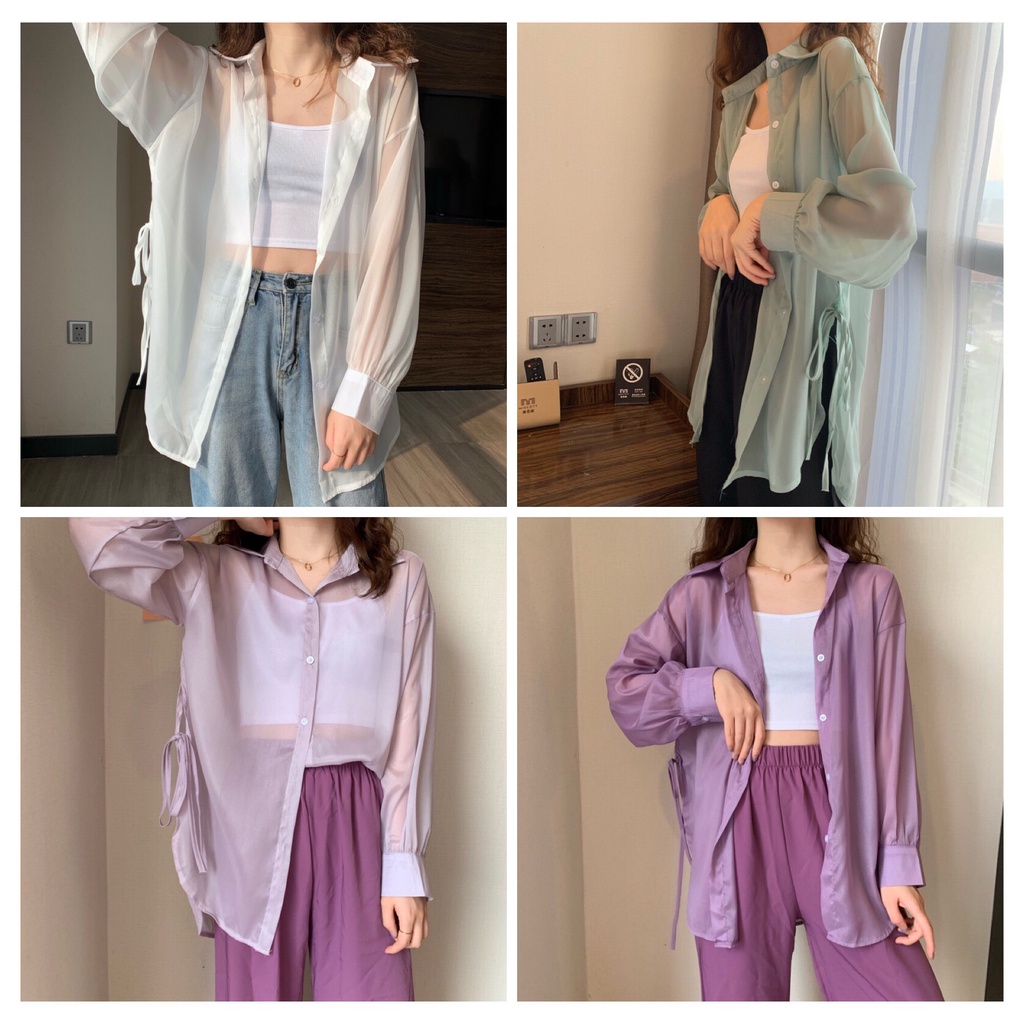 Áo khoác nữ sơ mi mỏng phong cách Ulzzang hàng nhập quảng châu