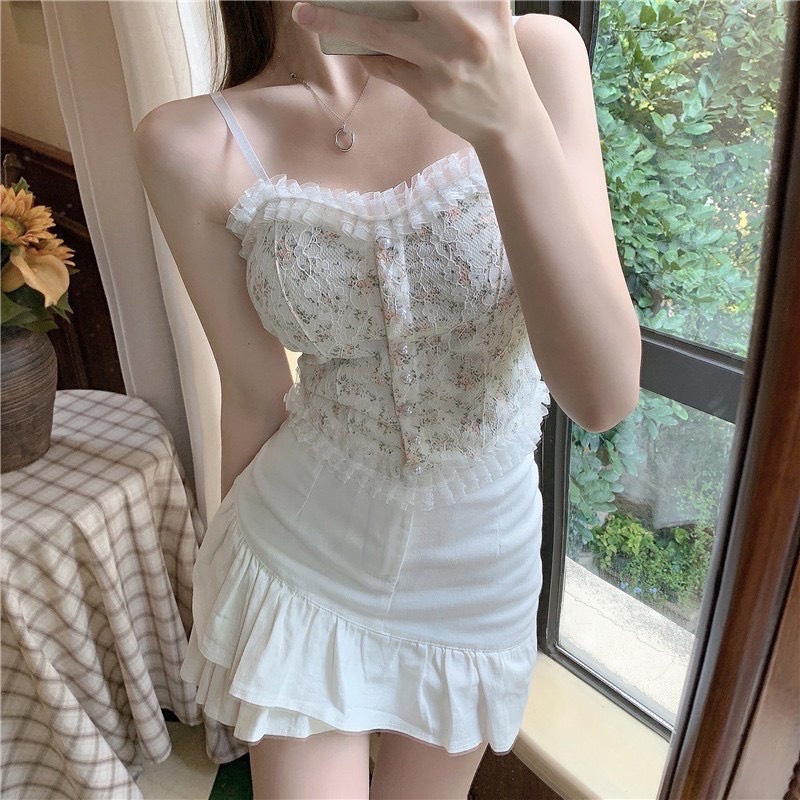 Áo Bra Ren Tiểu Thư Đính Ngọc Siêu Xinh - Áo Croptop Hai Dây Ren Cao Cấp alohashop91