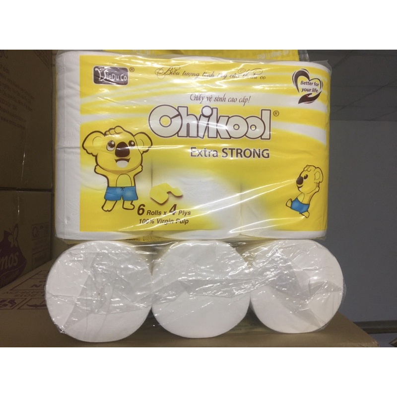 LỐC 6 CUỘN KHÔNG LÕI OHIKOOL EXTRA - GIẤY LỤA 4 LỚP SIÊU MỊN VÀ DAI