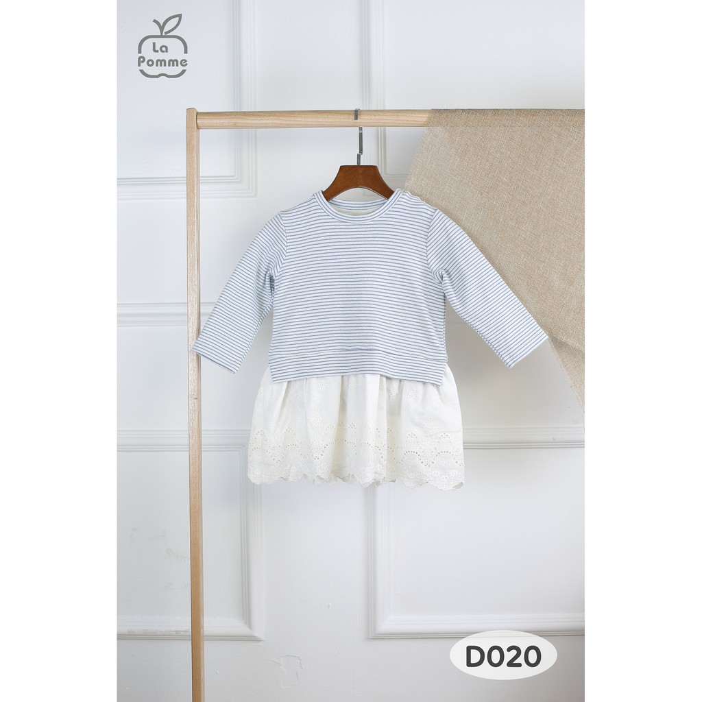 D020 Váy chữ A thêu nổi viền gấu hồng và xanh La Pomme