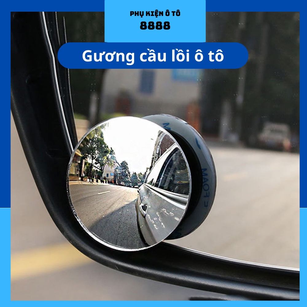 Gương Cầu Lồi Ô Tô 8888 Xoay 360 Độ dính siêu chắc, bền bỉ chống va đập