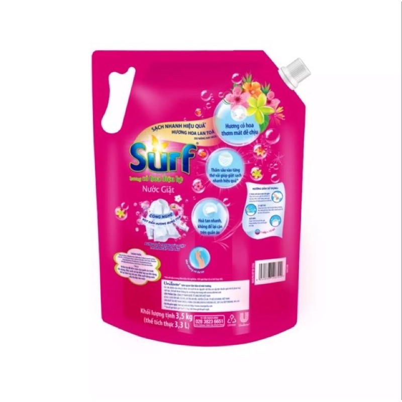 Nước giặt Surf 3,5kg hương hoa mới (đủ màu)