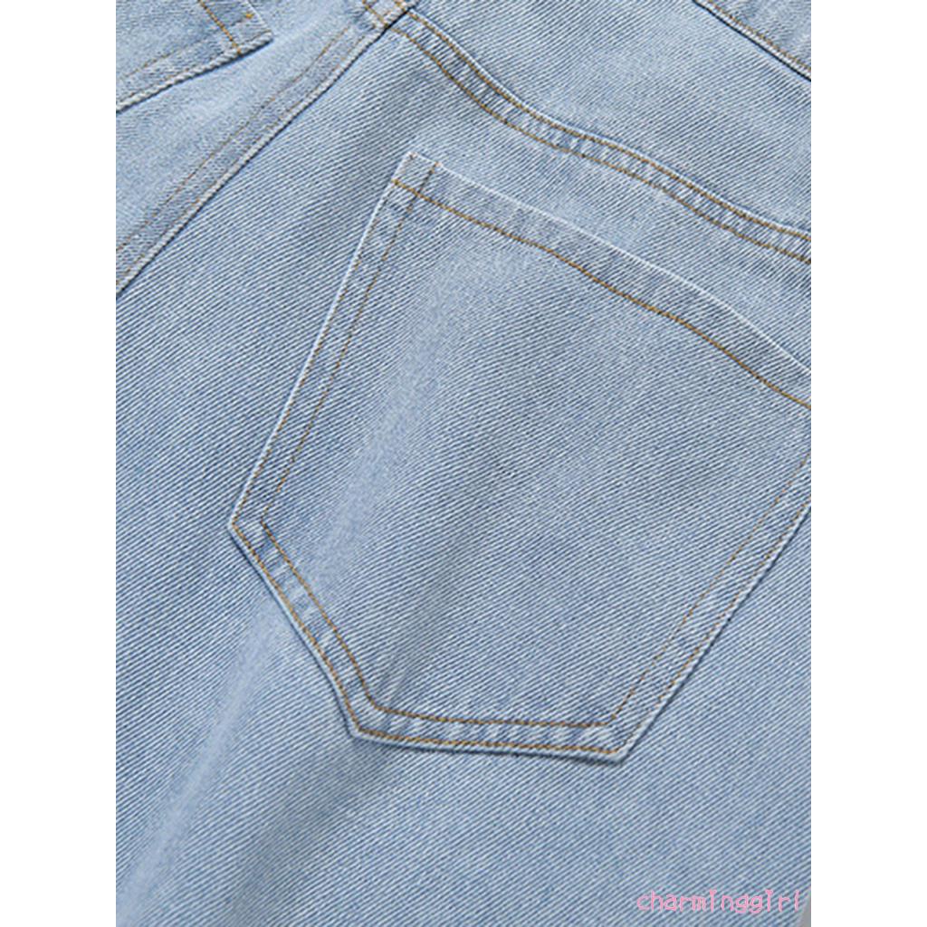 Quần Jeans Nữ Dài Lưng Cao Ống Rộng Thời Trang Hàn