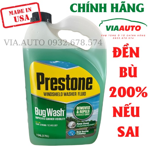 NƯỚC RỬA KÍNH Ô Tô (3,78L)  PRESTONE (made in usa) Prestone Bug Wash Windshield Washer Fluid