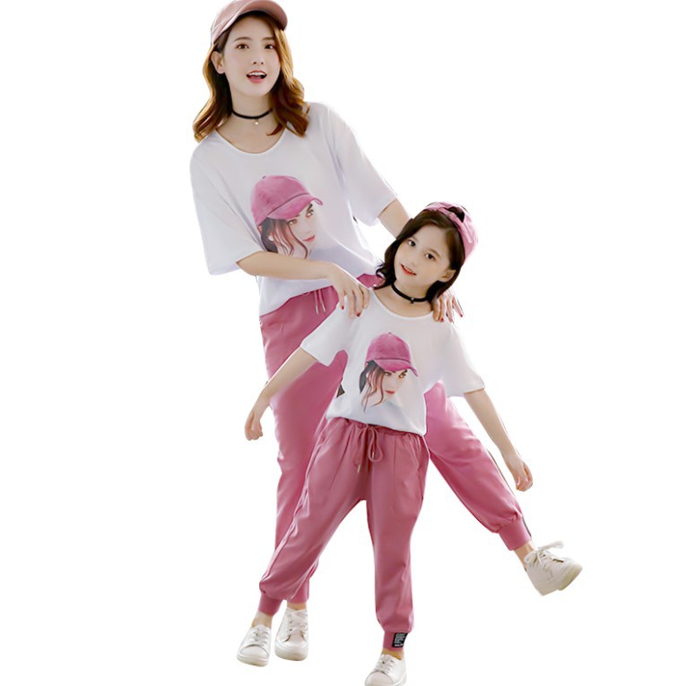 Shop Ngoc Trinh HCM - Set Thể Thao Đồ Đôi Mẹ Bé Cao Cấp Màu Hồng Cam Kết Uy Tín