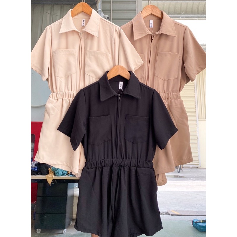 Set jumpsuit cổ bẻ kéo khoá (Ảnh thật) | BigBuy360 - bigbuy360.vn