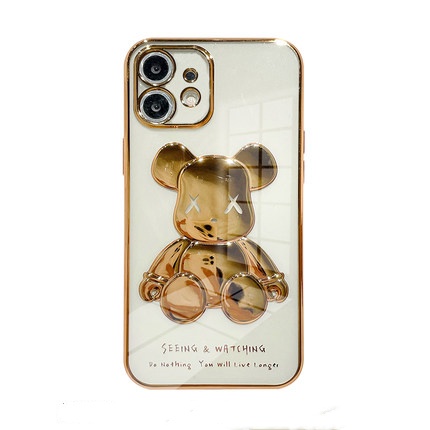 Ốp điện thoại mềm mạ điện họa tiết gấu cho iPhone 13 Pro Max 12 11 Pro Max X XS XR | BigBuy360 - bigbuy360.vn